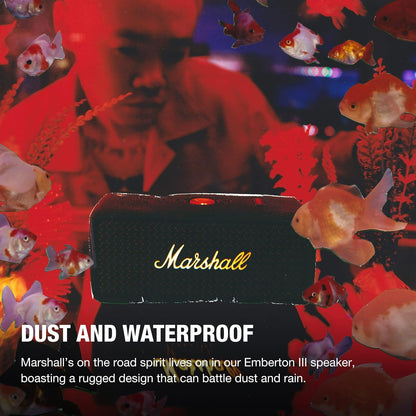 Marshall Emberton II Portable Bluetooth Speakers - Water Resistant Wireless Speakers Portable Speaker 32+ Hour of Playtime