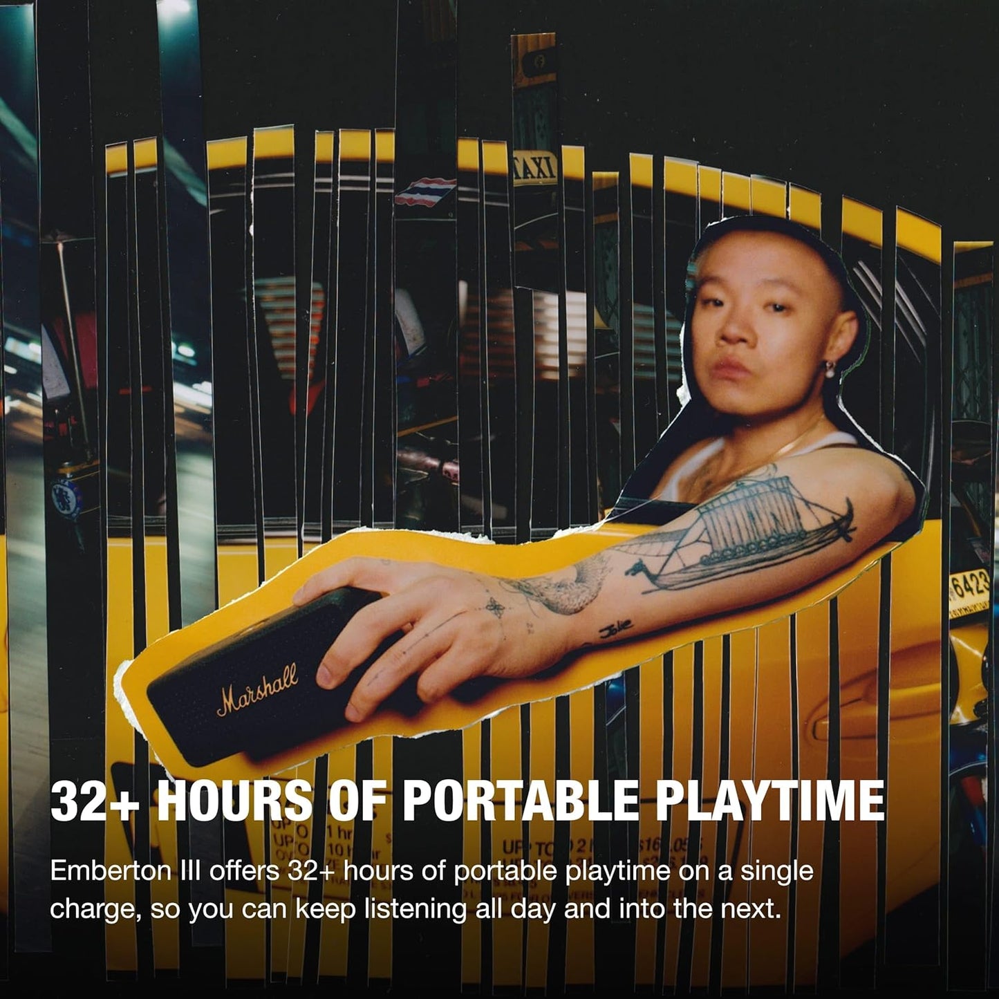 Marshall Emberton II Portable Bluetooth Speakers - Water Resistant Wireless Speakers Portable Speaker 32+ Hour of Playtime